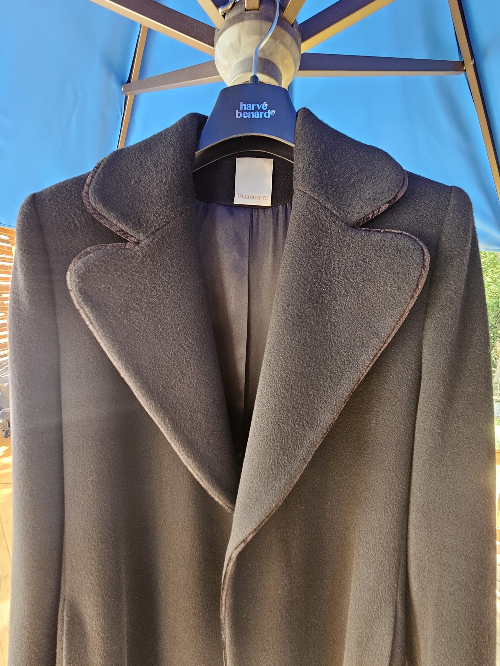 Sophisticated Black Belted Full Length Lambswool Trench Coat - Picture 4 of 9